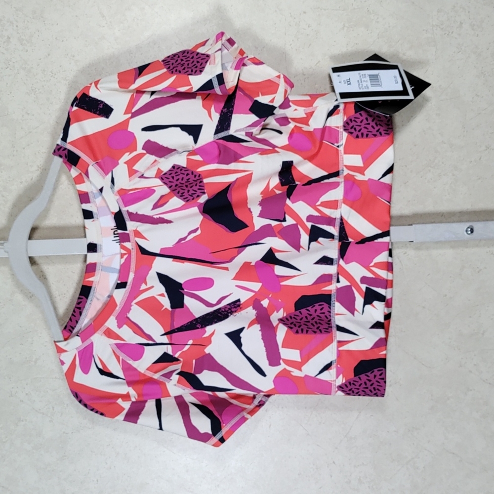 5128 J. Dow Fitness orange & fuchsia "Artwork" top XXL NWT